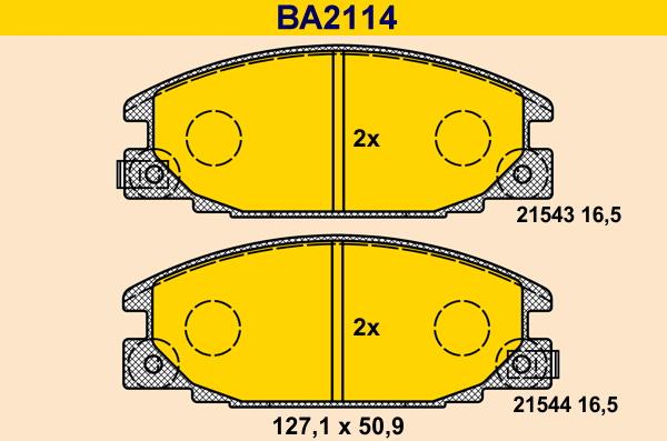 Barum BA2114 - Тормозные колодки, дисковые, комплект autospares.lv