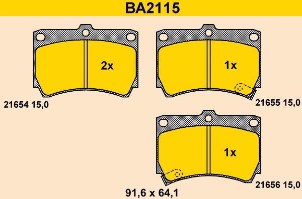 Barum BA2115 - Тормозные колодки, дисковые, комплект autospares.lv