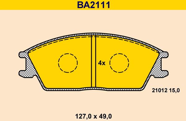 Barum BA2111 - Тормозные колодки, дисковые, комплект autospares.lv
