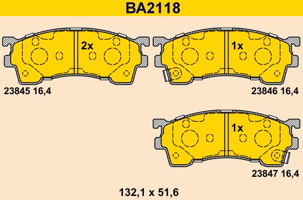 Barum BA2118 - Тормозные колодки, дисковые, комплект autospares.lv