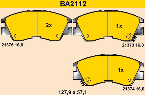 Barum BA2112 - Тормозные колодки, дисковые, комплект autospares.lv