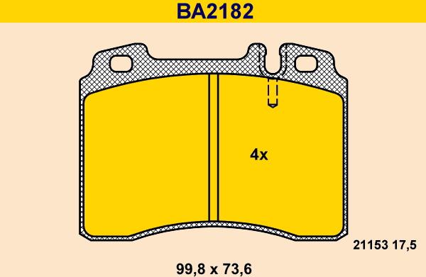 Barum BA2182 - Тормозные колодки, дисковые, комплект autospares.lv