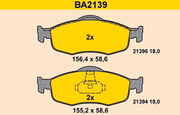 Barum BA2139 - Тормозные колодки, дисковые, комплект autospares.lv