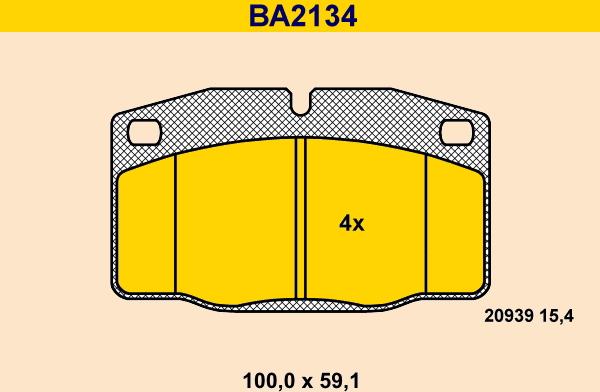 Barum BA2134 - Тормозные колодки, дисковые, комплект autospares.lv