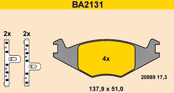 Barum BA2131 - Тормозные колодки, дисковые, комплект autospares.lv