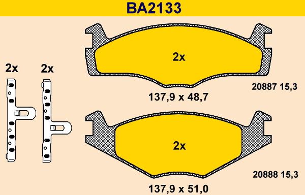 Barum BA2133 - Тормозные колодки, дисковые, комплект autospares.lv