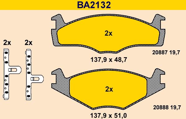 Barum BA2132 - Тормозные колодки, дисковые, комплект autospares.lv