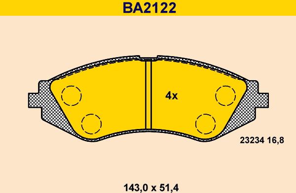 Barum BA2122 - Тормозные колодки, дисковые, комплект autospares.lv