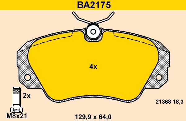 Barum BA2175 - Тормозные колодки, дисковые, комплект autospares.lv