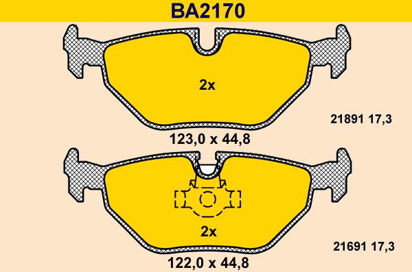 Barum BA2170 - Тормозные колодки, дисковые, комплект autospares.lv