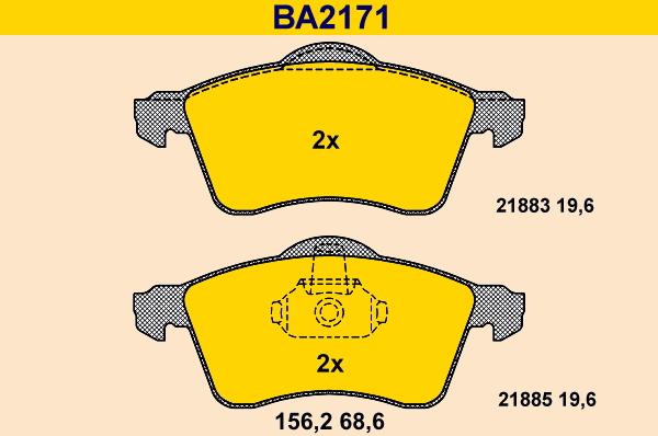 Barum BA2171 - Тормозные колодки, дисковые, комплект autospares.lv
