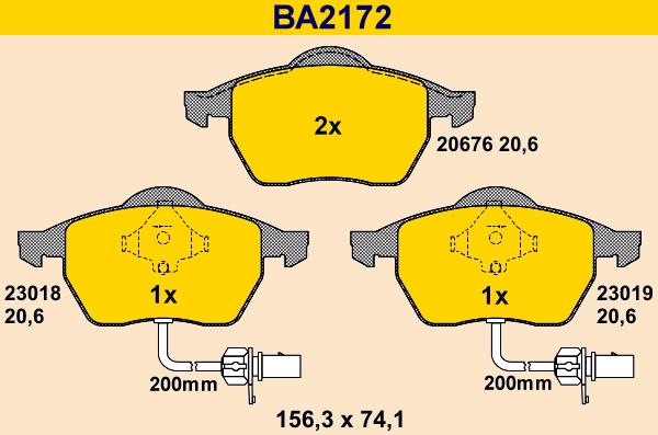 Barum BA2172 - Тормозные колодки, дисковые, комплект autospares.lv