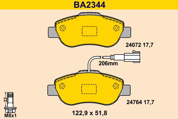 Barum BA2344 - Тормозные колодки, дисковые, комплект autospares.lv