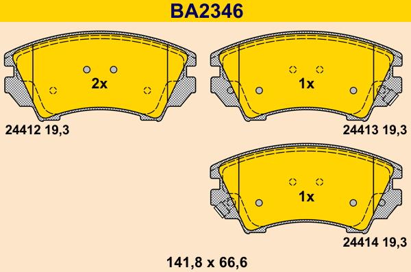 Barum BA2346 - Тормозные колодки, дисковые, комплект autospares.lv