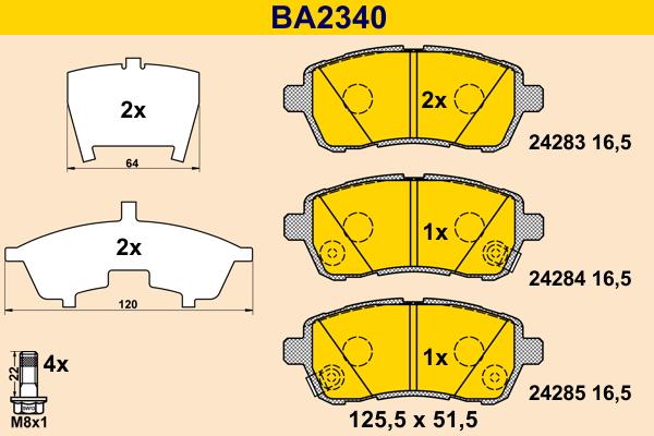 Barum BA2340 - Тормозные колодки, дисковые, комплект autospares.lv