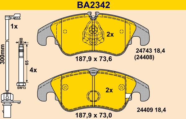 Barum BA2342 - Тормозные колодки, дисковые, комплект autospares.lv