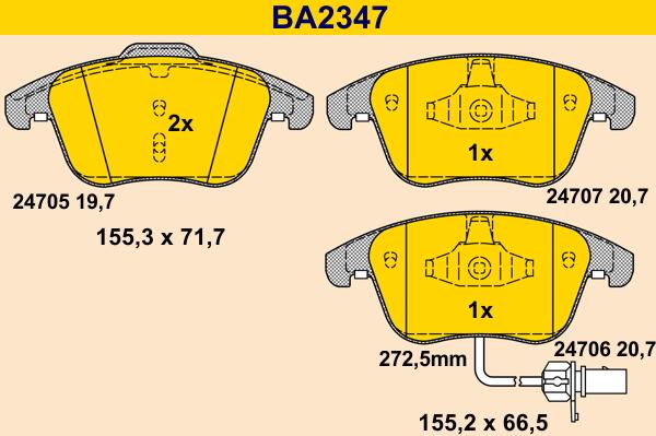 Barum BA2347 - Тормозные колодки, дисковые, комплект autospares.lv