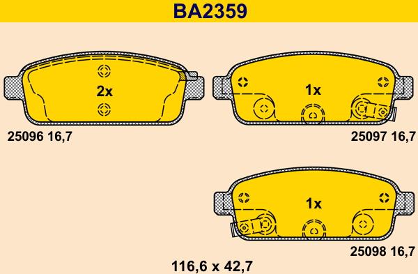 Barum BA2359 - Тормозные колодки, дисковые, комплект autospares.lv