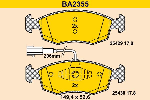 Barum BA2355 - Тормозные колодки, дисковые, комплект autospares.lv