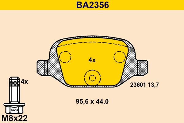 Barum BA2356 - Тормозные колодки, дисковые, комплект autospares.lv