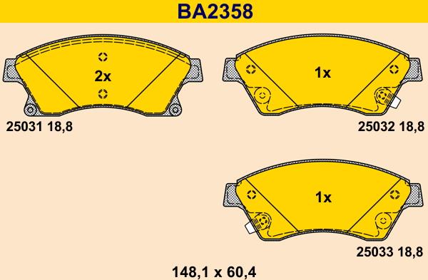 Barum BA2358 - Тормозные колодки, дисковые, комплект autospares.lv