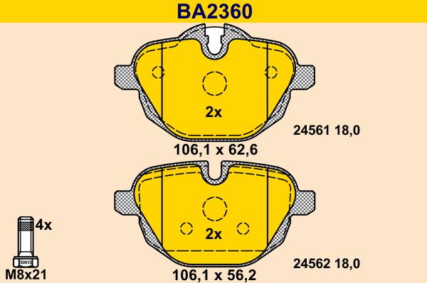 Barum BA2360 - Тормозные колодки, дисковые, комплект autospares.lv