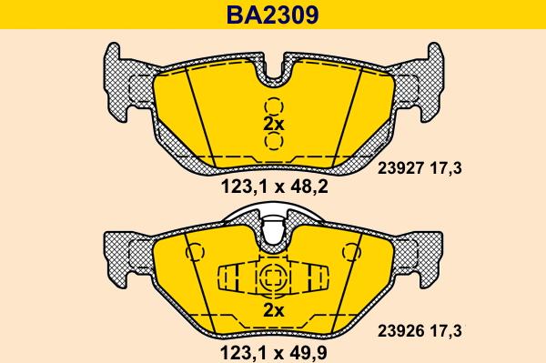 Barum BA2309 - Тормозные колодки, дисковые, комплект autospares.lv