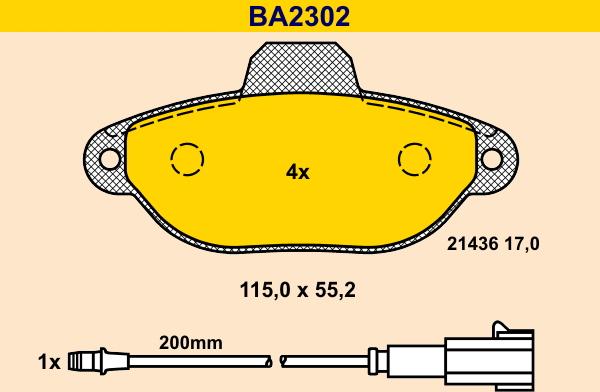 Barum BA2302 - Тормозные колодки, дисковые, комплект autospares.lv