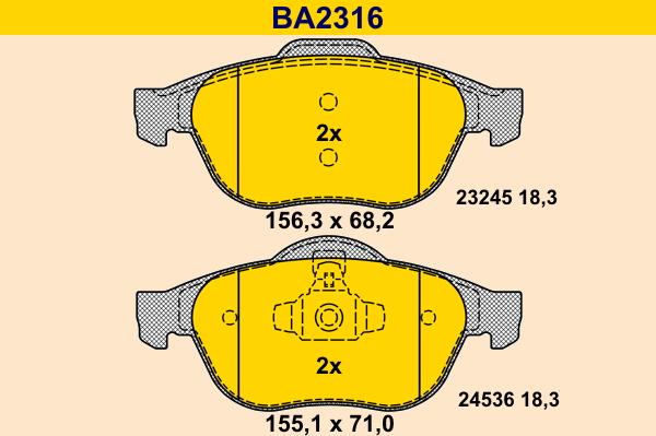 Barum BA2316 - Тормозные колодки, дисковые, комплект autospares.lv