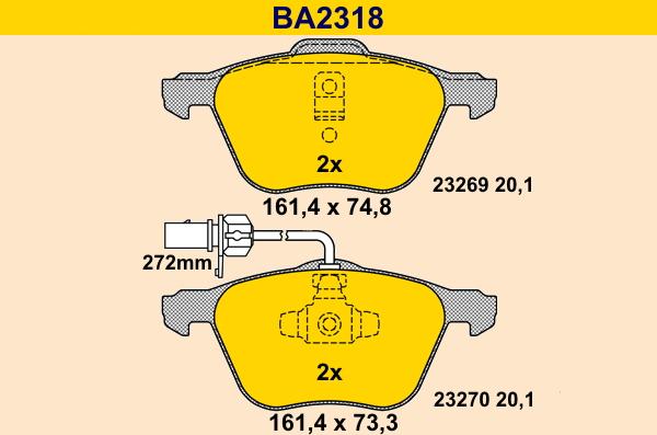 Barum BA2318 - Тормозные колодки, дисковые, комплект autospares.lv