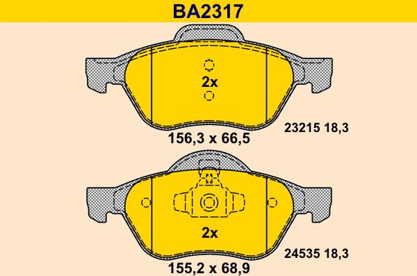Barum BA2317 - Тормозные колодки, дисковые, комплект autospares.lv