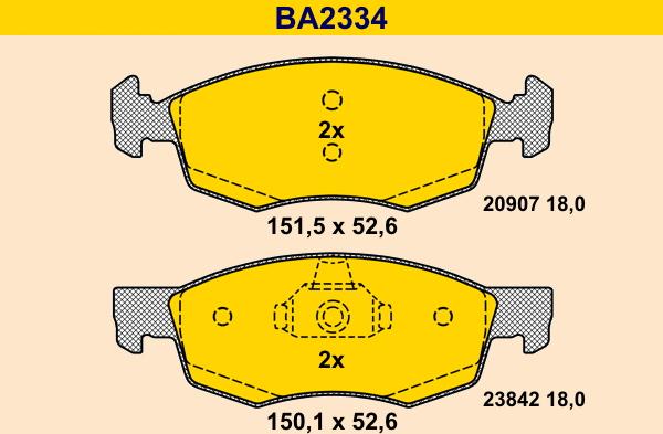 Barum BA2334 - Тормозные колодки, дисковые, комплект autospares.lv