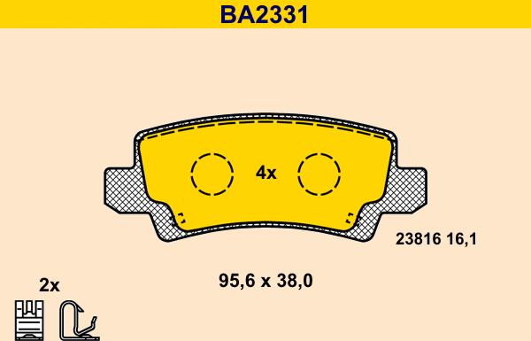 Barum BA2331 - Тормозные колодки, дисковые, комплект autospares.lv