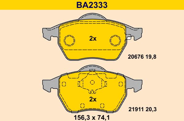 Barum BA2333 - Тормозные колодки, дисковые, комплект autospares.lv