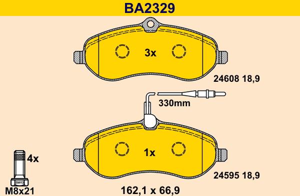 Barum BA2329 - Тормозные колодки, дисковые, комплект autospares.lv