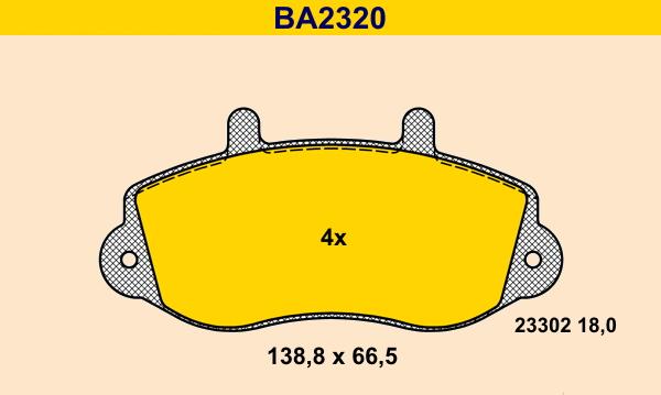 Barum BA2320 - Тормозные колодки, дисковые, комплект autospares.lv