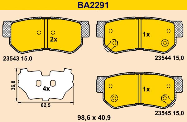 Barum BA2291 - Тормозные колодки, дисковые, комплект autospares.lv