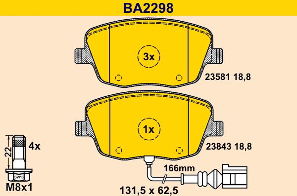 Barum BA2298 - Тормозные колодки, дисковые, комплект autospares.lv