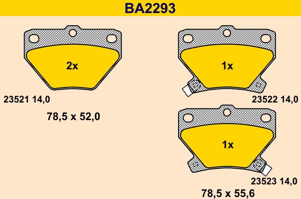 Barum BA2293 - Тормозные колодки, дисковые, комплект autospares.lv