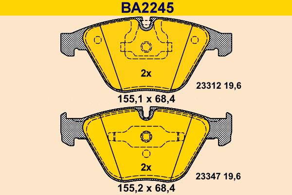 Barum BA2245 - Тормозные колодки, дисковые, комплект autospares.lv