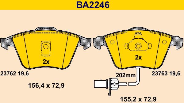 Barum BA2246 - Тормозные колодки, дисковые, комплект autospares.lv