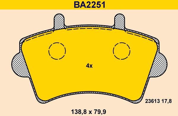 Barum BA2251 - Тормозные колодки, дисковые, комплект autospares.lv