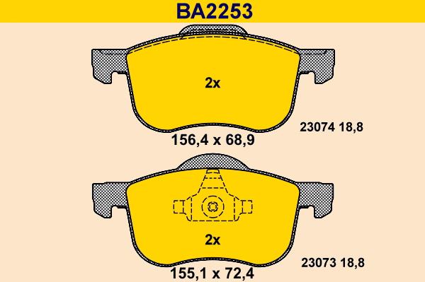 Barum BA2253 - Тормозные колодки, дисковые, комплект autospares.lv