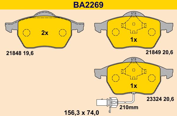 Barum BA2269 - Тормозные колодки, дисковые, комплект autospares.lv