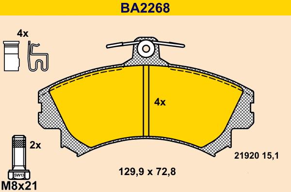 Barum BA2268 - Тормозные колодки, дисковые, комплект autospares.lv