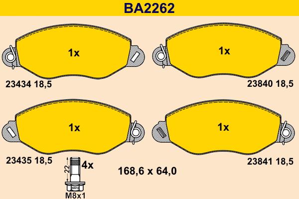 Barum BA2262 - Тормозные колодки, дисковые, комплект autospares.lv