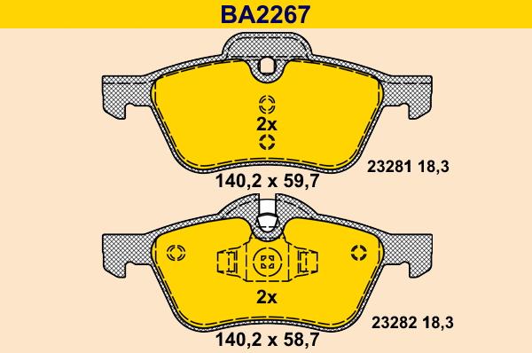 Barum BA2267 - Тормозные колодки, дисковые, комплект autospares.lv