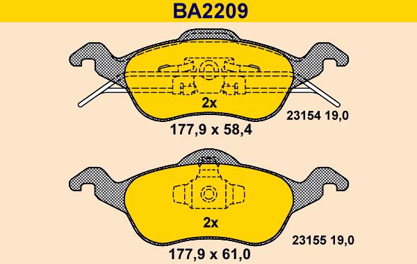 Barum BA2209 - Тормозные колодки, дисковые, комплект autospares.lv