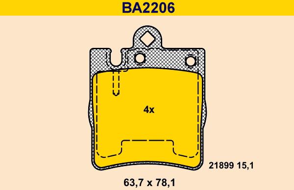 Barum BA2206 - Тормозные колодки, дисковые, комплект autospares.lv