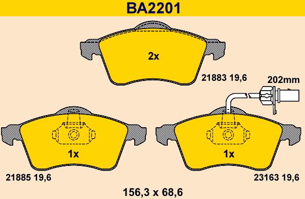 Barum BA2201 - Тормозные колодки, дисковые, комплект autospares.lv